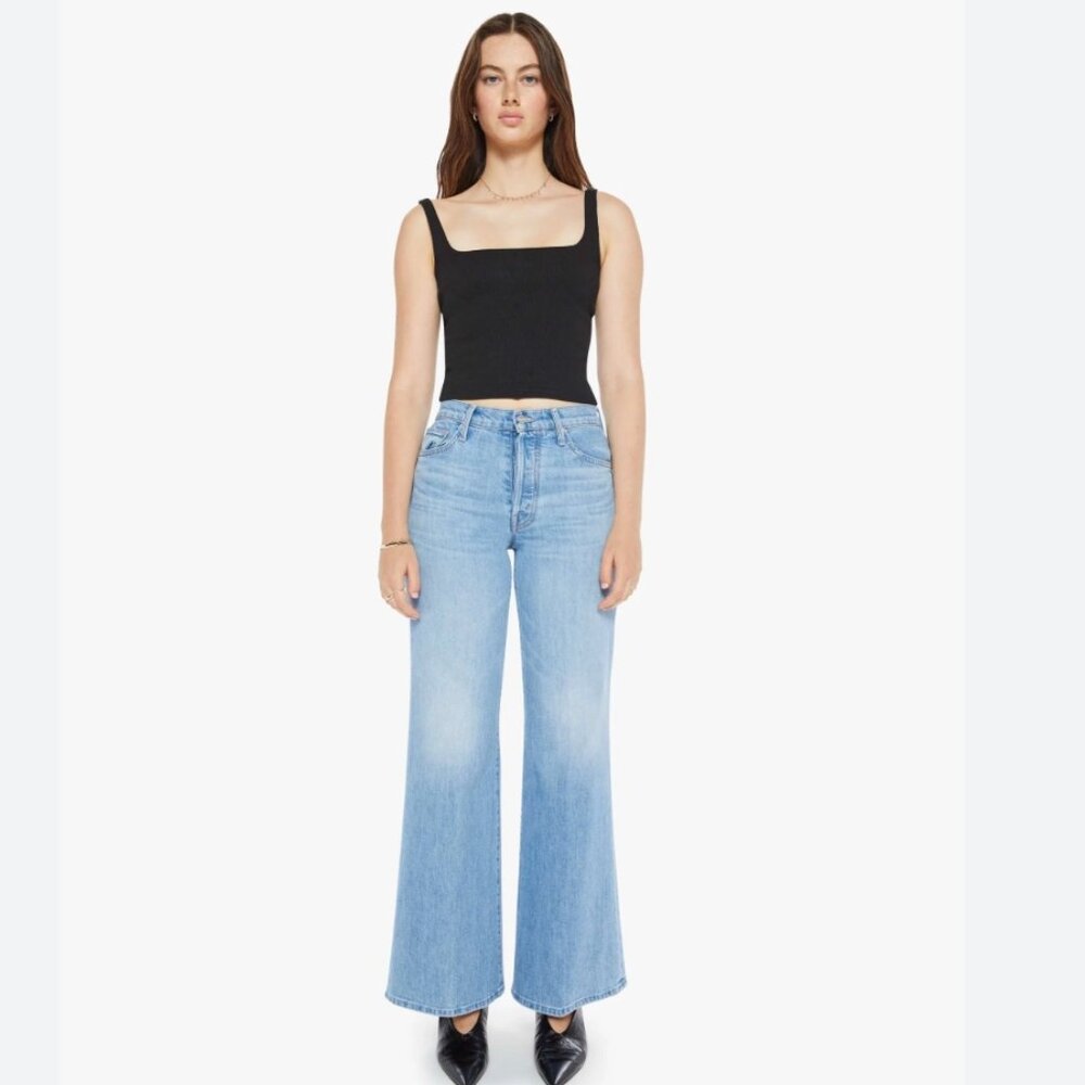 MOTHER The Tomcat Roller Skimp High-Rise Wide-Leg Jeans- Puzzled